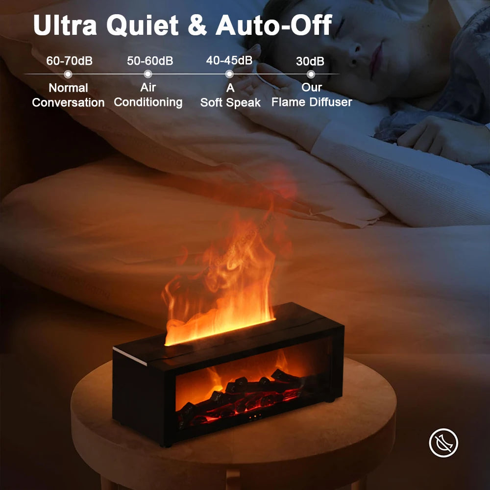 Flame Aroma Diffuser & Humidifier – Essential Oil Diffuser with LED Light, Remote Control & Auto Shut-Off for Home or Office