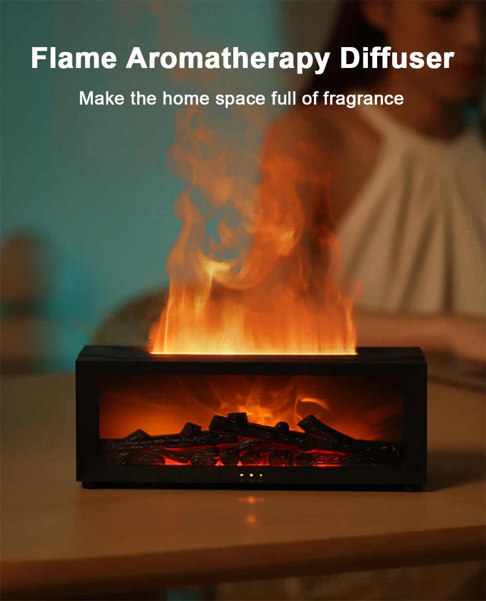 Flame Aroma Diffuser & Humidifier – Essential Oil Diffuser with LED Light, Remote Control & Auto Shut-Off for Home or Office