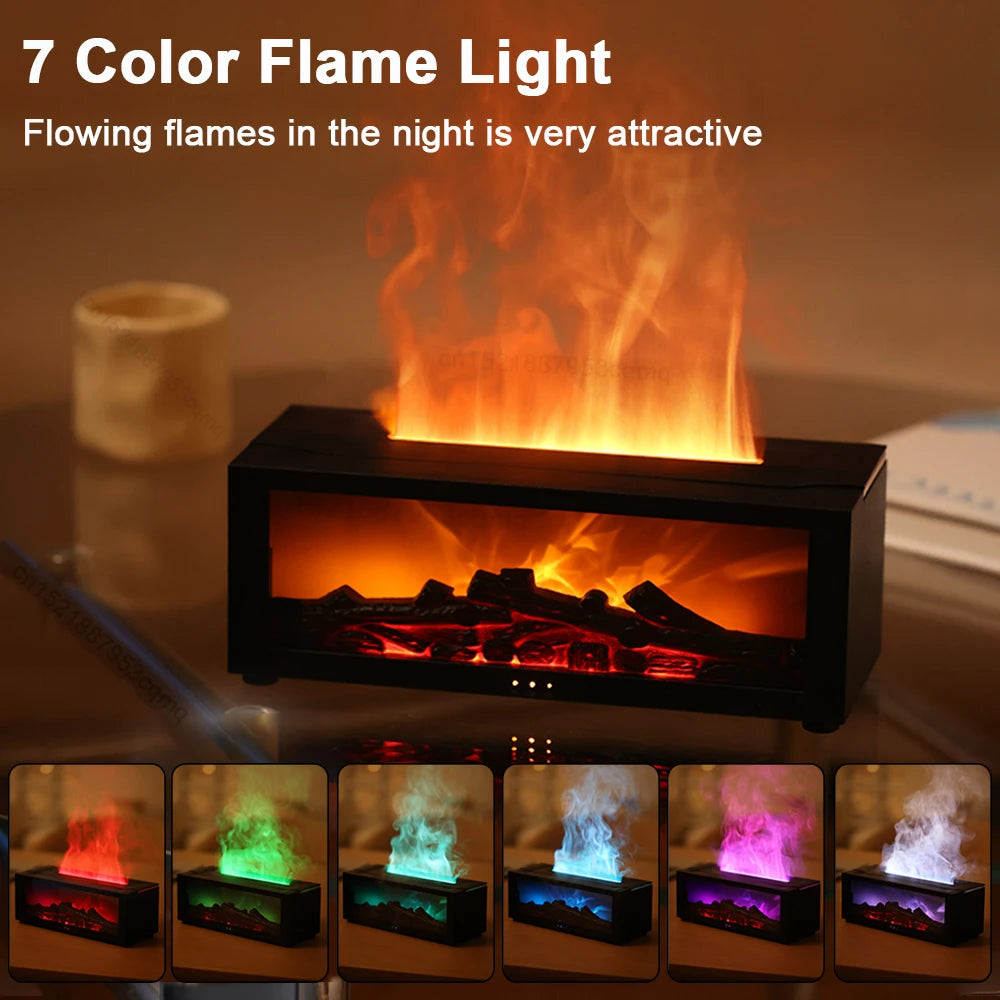 Flame Aroma Diffuser & Humidifier – Essential Oil Diffuser with LED Light, Remote Control & Auto Shut-Off for Home or Office